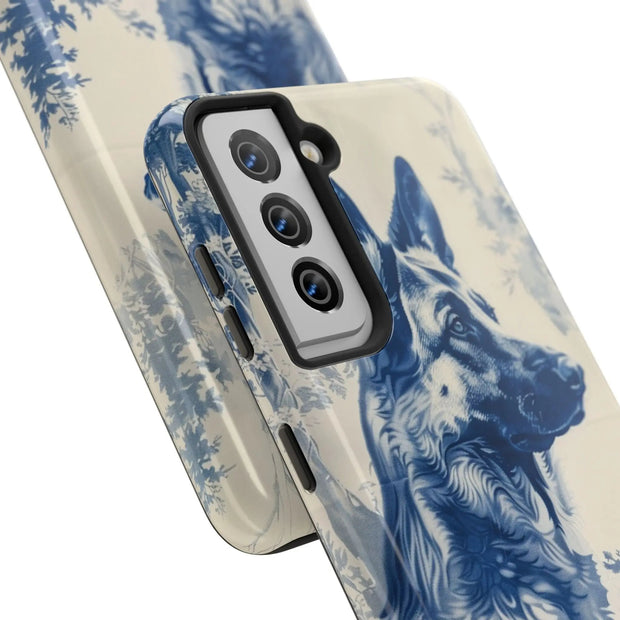 Blue Toile German Shepherd Scenic Tough Phone Case LavenderCeleste