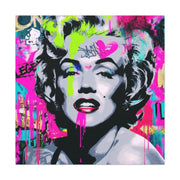 Marilyn Monroe Graffiti Matte Canvas – Neon Pop Art Street Style Wall Decor - LavenderCeleste
