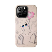 Sad Ghost with Heart Balloon Kawaii Tough Phone Case LavenderCeleste