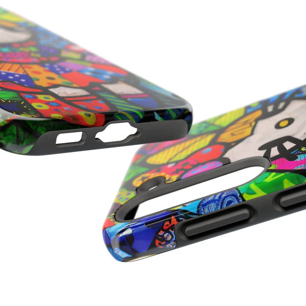 Pop Patchwork Kitty Tough Phone Case LavenderCeleste