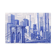 New York City Toile Art – Blue Scenic Skyline Matte Canvas Printify