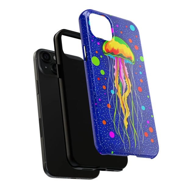 Vibrant Neon Jellyfish Cosmic Sea Tough Phone Case