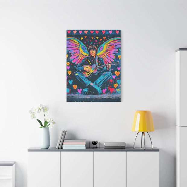 Psychedelic Guitar Angel Matte Canvas Art LavenderCeleste