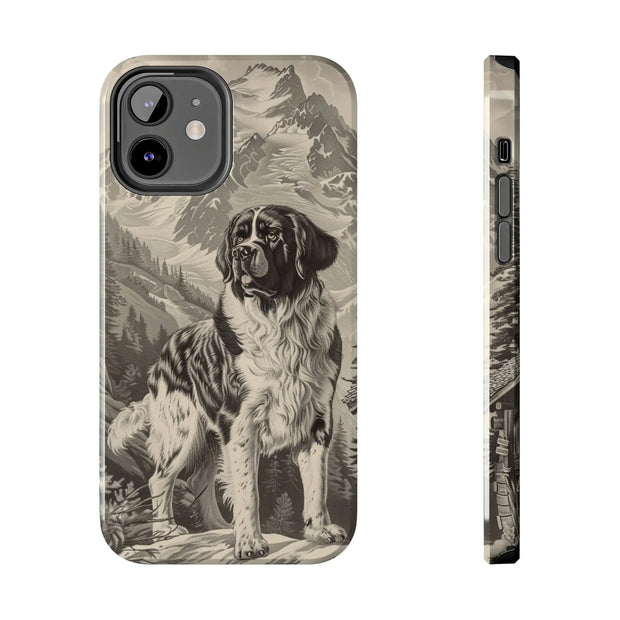 Saint Bernard Toile de Jouy Vintage Tough Phone Case LavenderCeleste