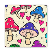 Kawaii Mushroom Cherry Flower Matte Canvas Print LavenderCeleste