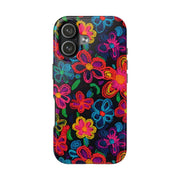 Neon Crochet Floral Tough Phone Case – Vibrant Retro Handmade Pattern Printify
