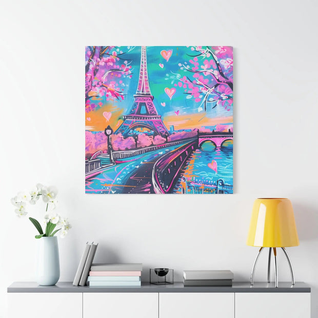 Pink Paris Eiffel Tower Dreamy Matte Canvas Art LavenderCeleste