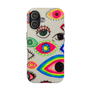 White Neon Evil Eye Psychedelic Pattern Tough Phone Case LavenderCeleste