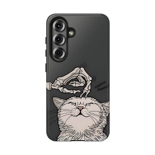 Skeleton Scratch Cat Gothic Humor Tough Phone Case LavenderCeleste