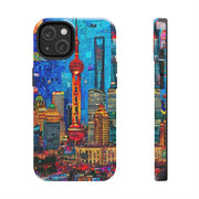Shanghai Skyline Collage Pop Art Tough Phone Case LavenderCeleste