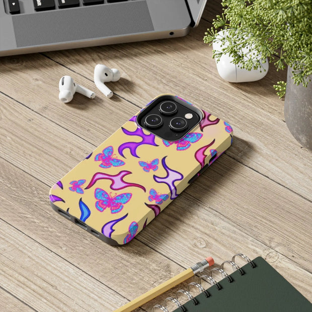Y2K Butterfly Flames Retro Tough Phone Case LavenderCeleste