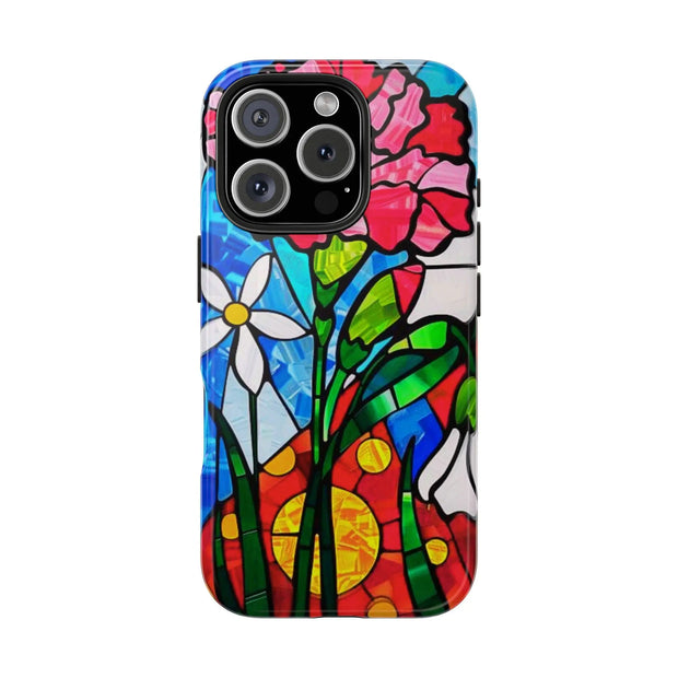 January Carnation Stained Glass Birth Flower Tough Phone Case
