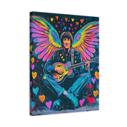 Psychedelic Guitar Angel Matte Canvas Art LavenderCeleste