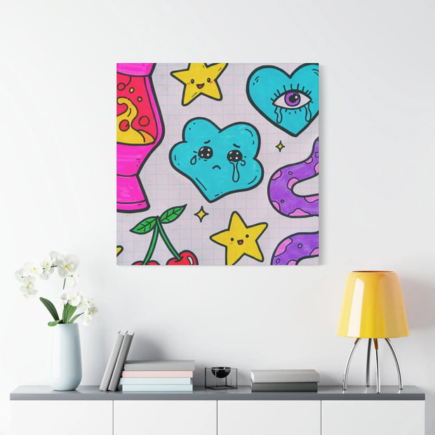 Kawaii Lava Lamp Sad Cloud Snake Matte Canvas Print LavenderCeleste