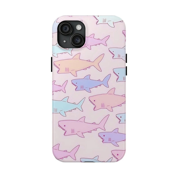 Pastel Shark Pattern Tough Phone Case Printify