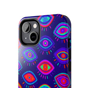 Trippy Neon Evil Eye Protective Tough Phone Case LavenderCeleste