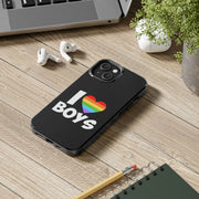 I Love Boys Pride Tough Phone Case – LGBTQ+ Rainbow Heart Design