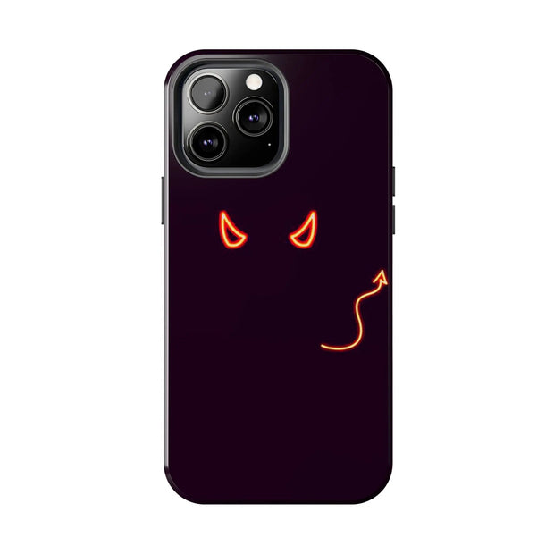 Neon Devil Eyes Tough Phone Case – Minimal Dark Glow Aesthetic Printify