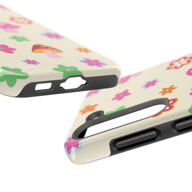 Retro Mushroom Flower Power Tough Phone Case LavenderCeleste