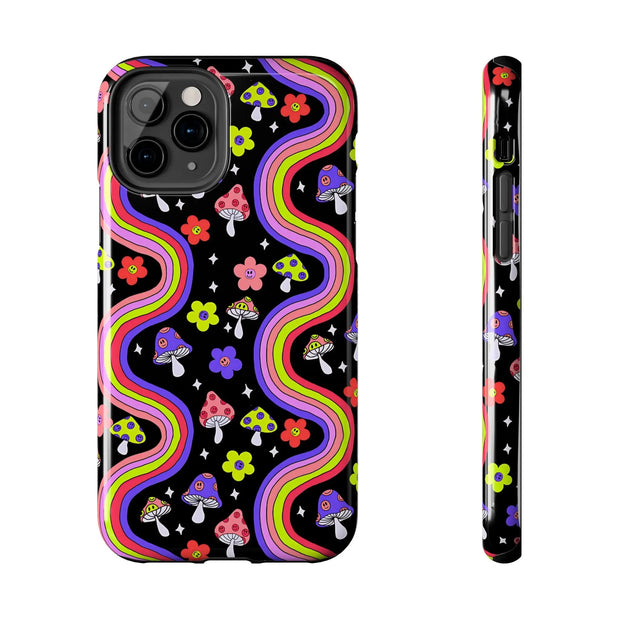 Groovy Mushroom Rainbow Tough Phone Case LavenderCeleste