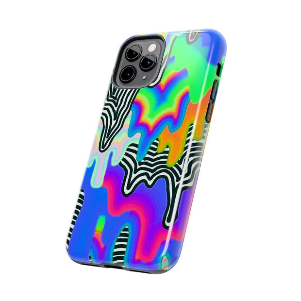 Trippy Technicolor Drip Retro Tough Phone Case LavenderCeleste