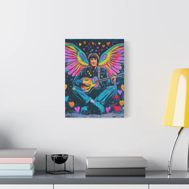 Psychedelic Guitar Angel Matte Canvas Art LavenderCeleste