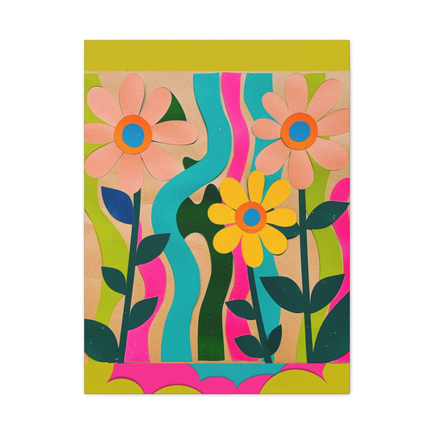Groovy Paper Cut Flower Matte Canvas Art Printify