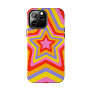 Retro Rainbow Star Groovy Tough Phone Case LavenderCeleste