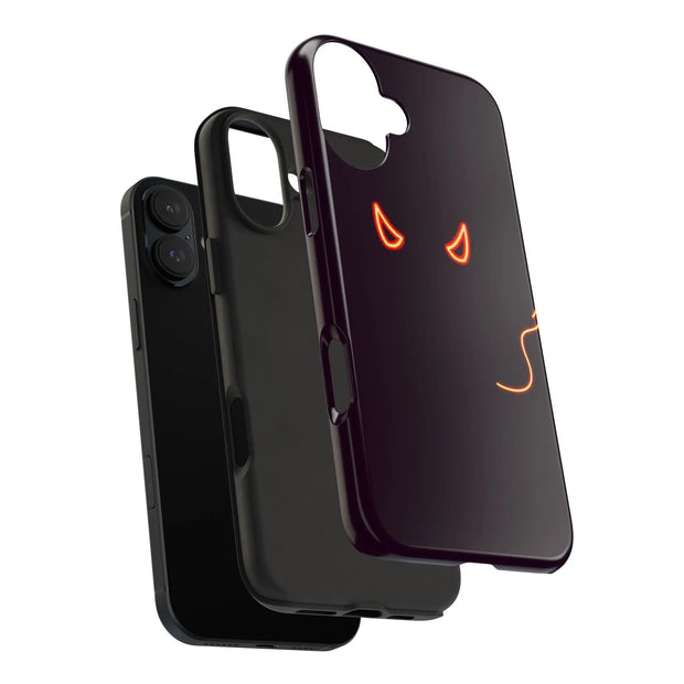 Neon Devil Eyes Tough Phone Case – Minimal Dark Glow Aesthetic LavenderCeleste