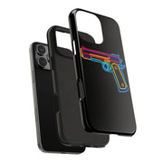 Neon Rainbow Gun Tough Phone Case – Bold Retro Vaporwave Aesthetic LavenderCeleste