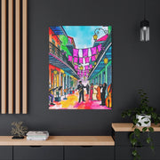 Vibrant New Orleans Jazz Street Matte Canvas – French Quarter Music Scene LavenderCeleste