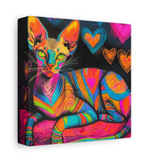Neon Sphynx Love Pop Art Matte Canvas Wall Art LavenderCeleste
