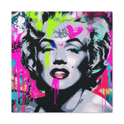 Marilyn Monroe Graffiti Matte Canvas – Neon Pop Art Street Style Wall Decor - LavenderCeleste