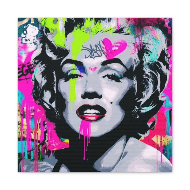 Marilyn Monroe Graffiti Matte Canvas – Neon Pop Art Street Style Wall Decor - LavenderCeleste