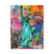 Vibrant New York Collage Matte Canvas – Statue of Liberty Pop Art Printify