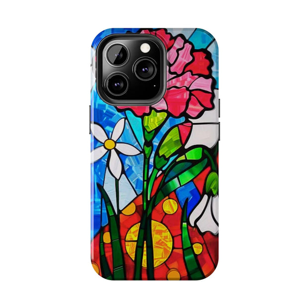 January Carnation Stained Glass Birth Flower Tough Phone Case