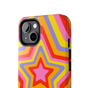 Retro Rainbow Star Groovy Tough Phone Case LavenderCeleste