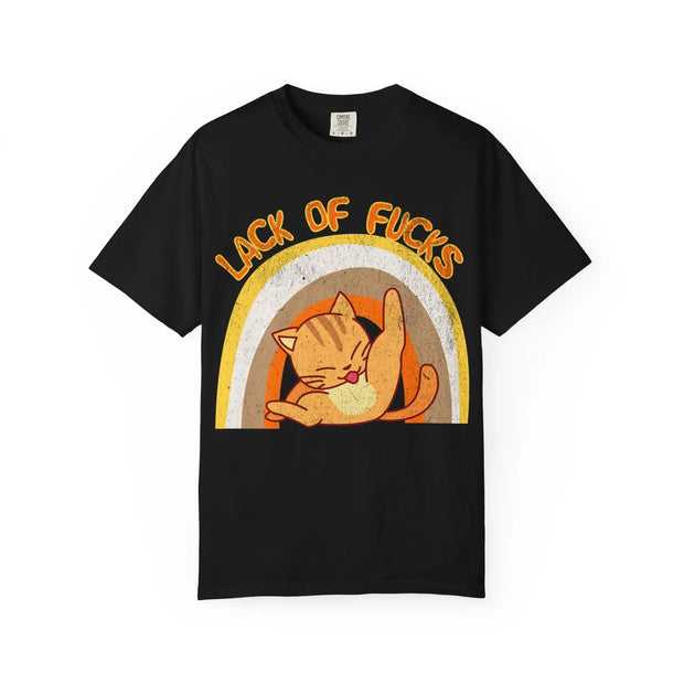 Lack of Fucks Retro Cat Comfort Colors Tee – Funny Lazy Cat Graphic