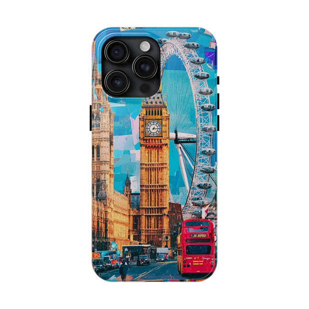 London Big Ben Collage Tough Phone Case – Vibrant City Pop Art Design