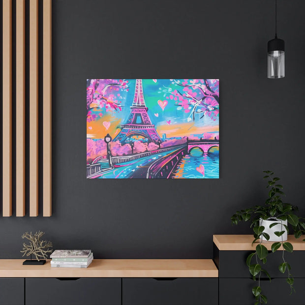 Pink Paris Eiffel Tower Dreamy Matte Canvas Art LavenderCeleste