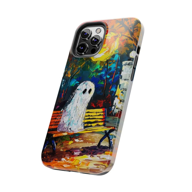 Lonely Ghost Tough Phone Case – Abstract Fall Park Bench Painting
