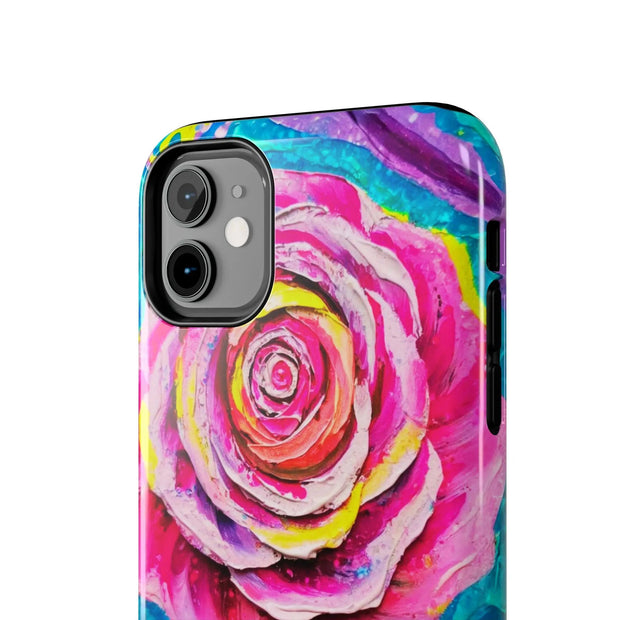 Vibrant Pink Rose Abstract Tough Phone Case LavenderCeleste
