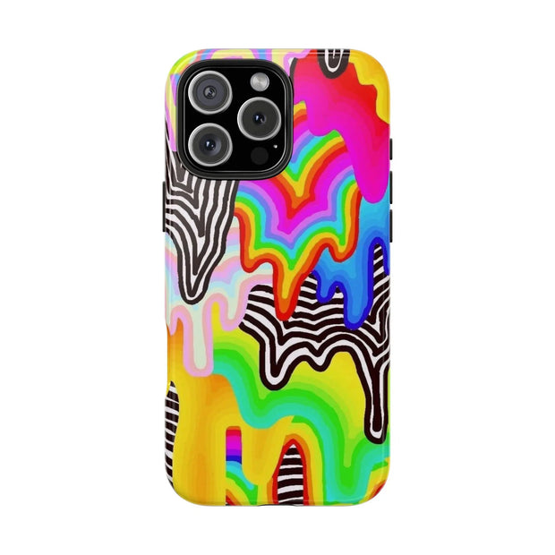 Psychedelic Rainbow Drip Tough Phone Case LavenderCeleste
