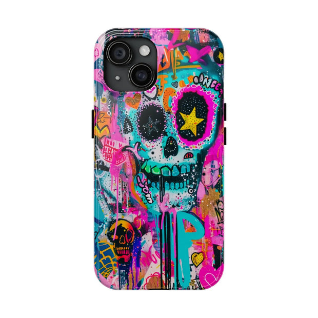 Graffiti Skull Neon Art Tough Phone Case LavenderCeleste