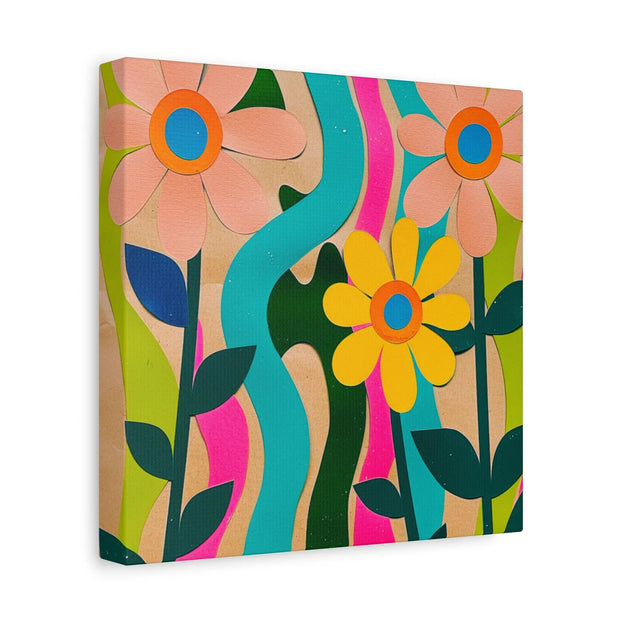 Groovy Paper Cut Flower Matte Canvas Art LavenderCeleste