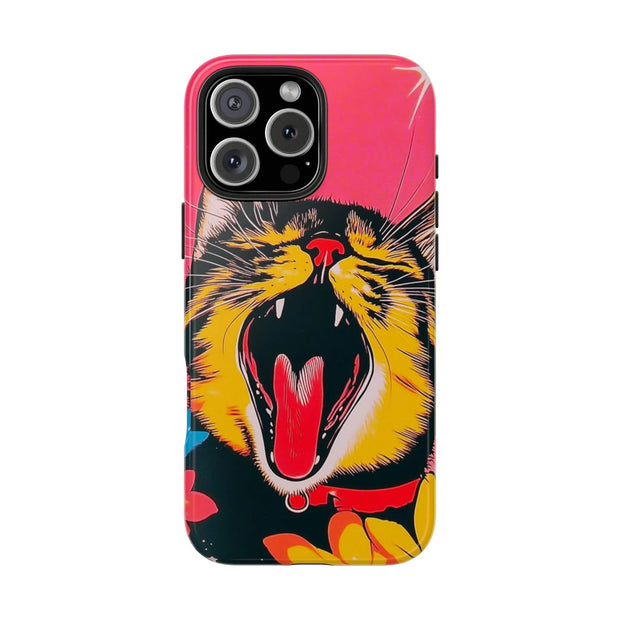 Yawning Cat Pop Art Bright Retro Aesthetic Tough Phone Case LavenderCeleste