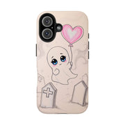 Sad Ghost with Heart Balloon Kawaii Tough Phone Case LavenderCeleste