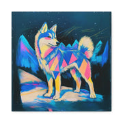 Vibrant Husky Abstract Pop Art Matte Canvas Print LavenderCeleste
