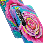 Vibrant Pink Rose Abstract Tough Phone Case LavenderCeleste
