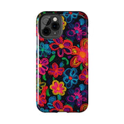 Neon Crochet Floral Tough Phone Case – Vibrant Retro Handmade Pattern Printify